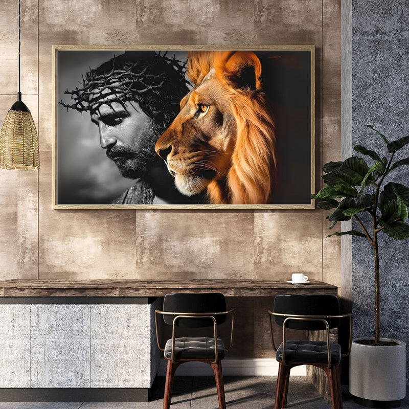 Jesus e o Leão de Judá: Quadro Decorativo | Arte Cristã em Alta Resolução 4K ✝🦁