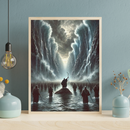 Moisés e o milagre da divisão do mar Vermelho 🙏🏼🌊 : Quadro autoria Decore PAZ. Decore Paz