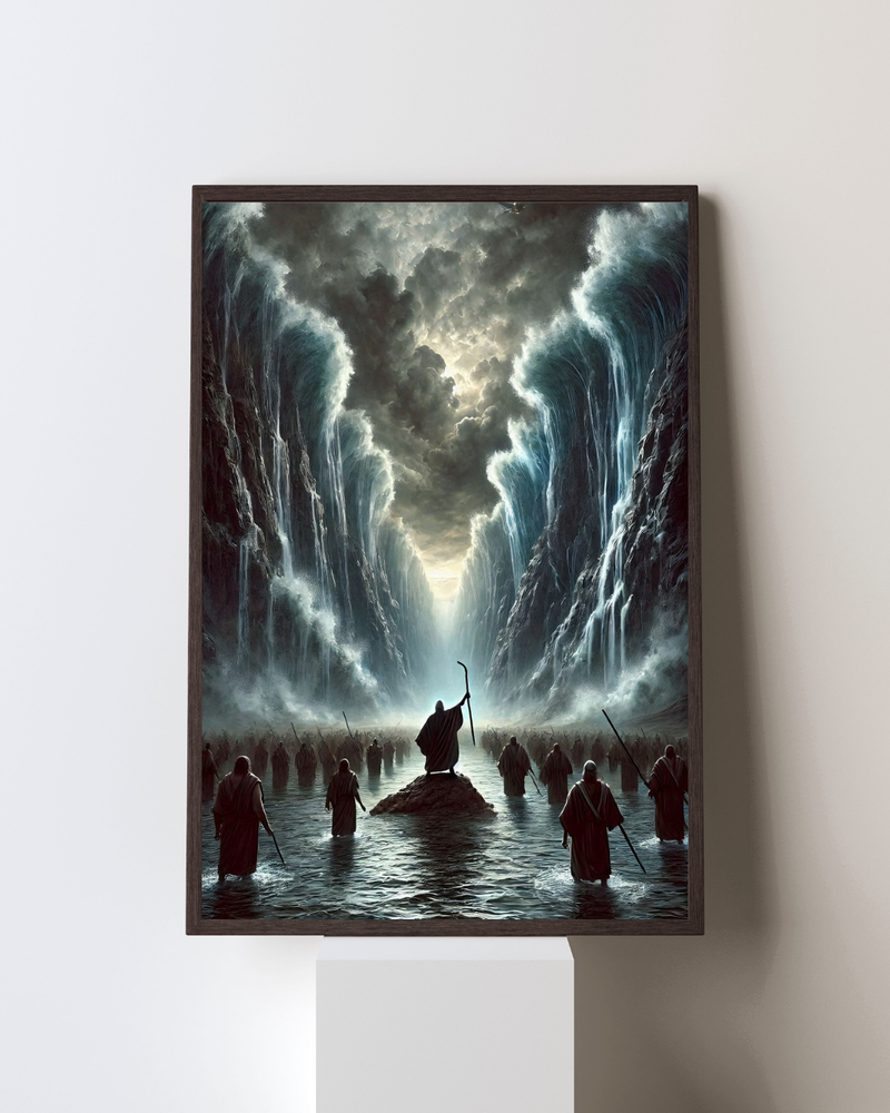 Moisés e o milagre da divisão do mar Vermelho 🙏🏼🌊 : Quadro autoria Decore PAZ. Decore Paz