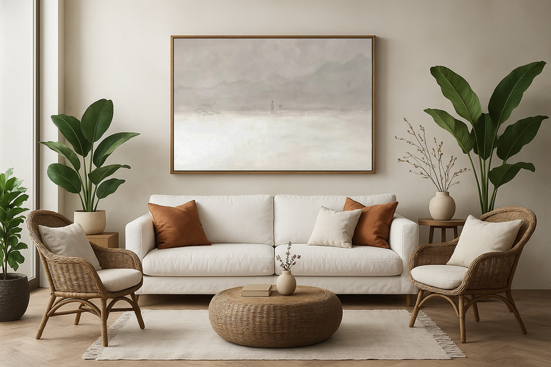 quadro minimalista para sala com tons terrosos 